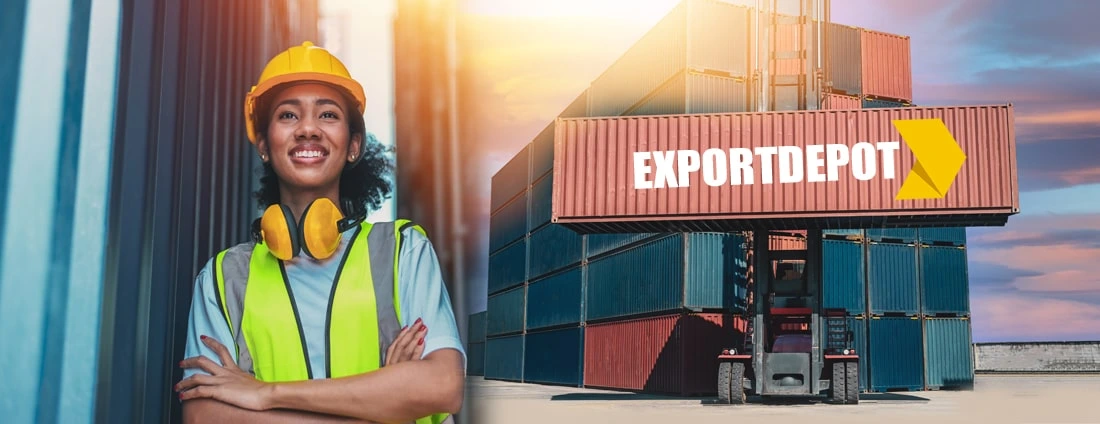 American women of color Work in an international shipping yard
