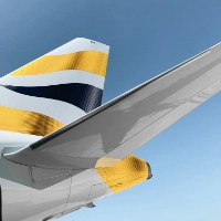 Jet tail with yellow stripes